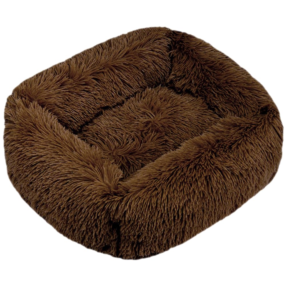 HotYou Plush Donut Dog Bed, Calming Rectangle Bed for Cat Dog 2.5-40KG, Soft and Fluffy Cuddler Pet Cushion Self-Warming Puppy Beds Machine Washable,Coffee,S 55 * 45 CM(<5KG) — image 1