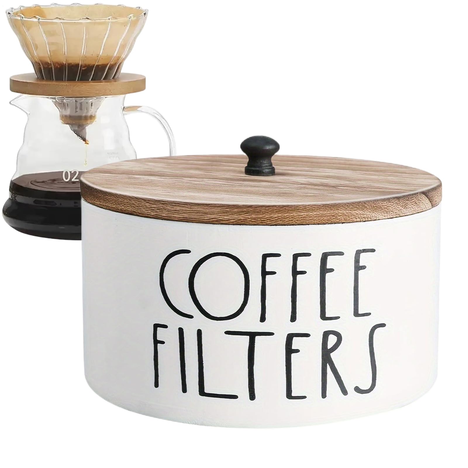 Filtro de café de madera y decoración estilo granja para una estación de café acogedora