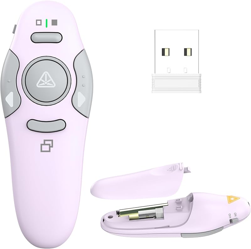 QUI Presentation Clicker Control remoto inalámbrico para presentador, morado | Clicker para presentación remota de PowerPoint, avance de diapositivas de PowerPoint para Mac/Windows/Linux, Google Slide/PPT/Keynote
