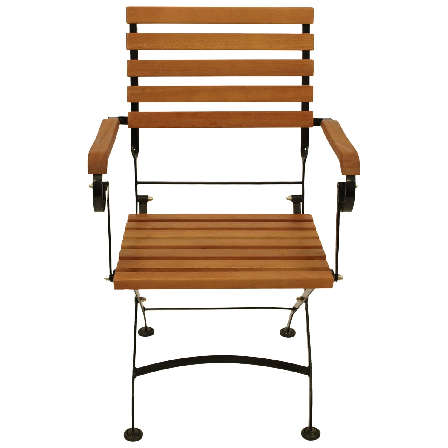 DEGAMO Klappsessel Gartenstuhl HOFGARTEN mit Armlehnen, Gestell Flachstahl schwarz pulverbeschichtet, Belattung Eukalyptus Hartholz, klappbar, Outdoor, 2 STÜCK