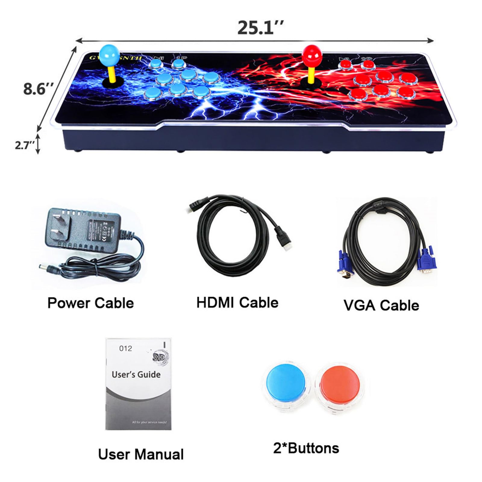 GWALSNTH 32000 in 1 Pandora Box Arcade Games Console, Plug and Play Videogioco, Display 1280X720, Giochi 3D, Cerca/Salva/Nascondi/Pausa, 1-4 Giocatori