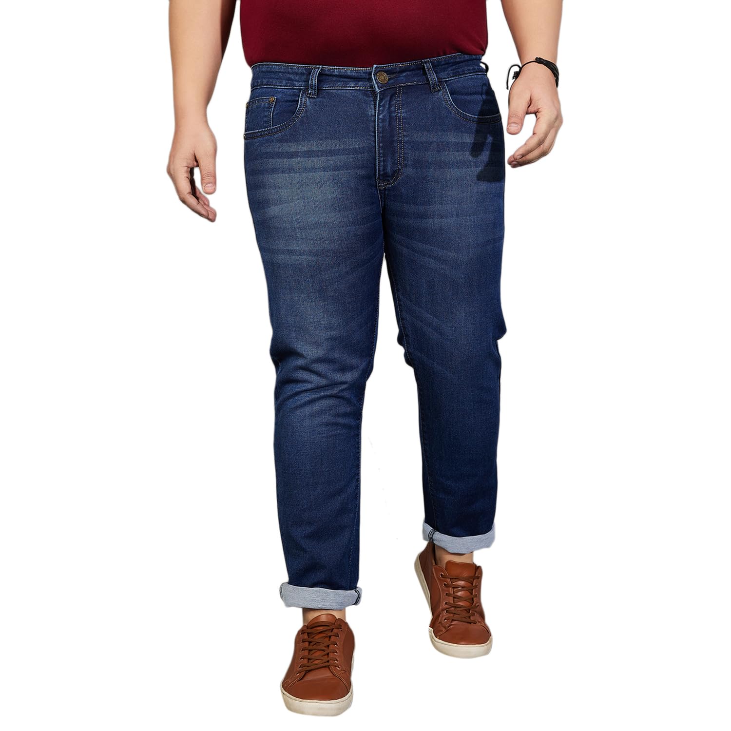 bigbanana Plus Size Men's Regular Fit Solid Jeans-picture-27