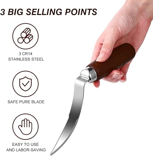 Miniatura 6 de DOITOOL 1 herramienta de eliminación de carne de coco de acero inoxidable raspador de carne de coco con mango de madera y mango antideslizante