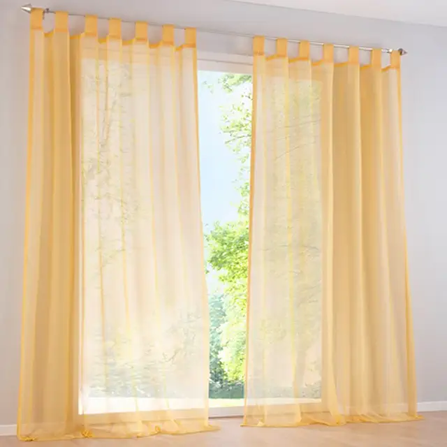 SIMPVALE Voile Curtains 2-Pack - Transparent Yellow Polyester Gardin Gul