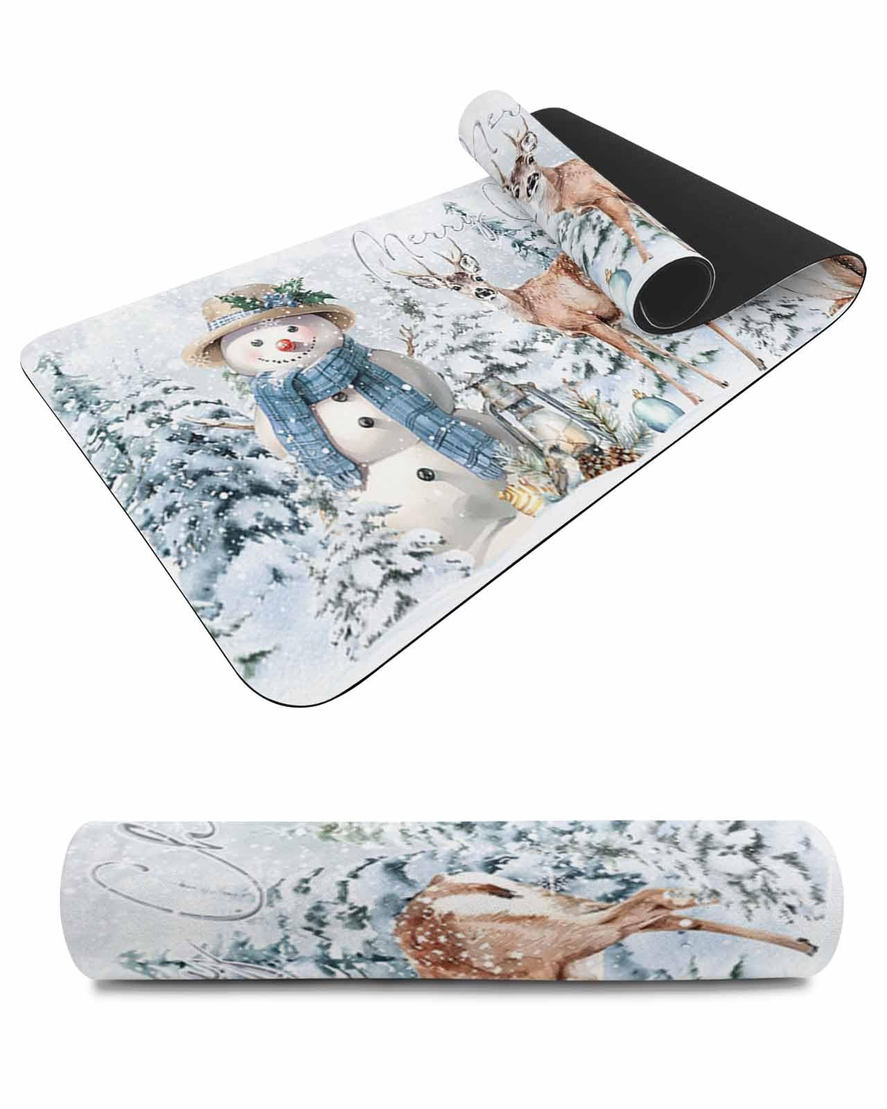 Debedcor Heat Proof Table Pads Waterproof Decorative, Christmas Snowman Non-Slip Table Countertop Protector, Xmas Trees Animal Snowflake Winter Insulation Mat for Kitchen Room, 40 x 12 Inches