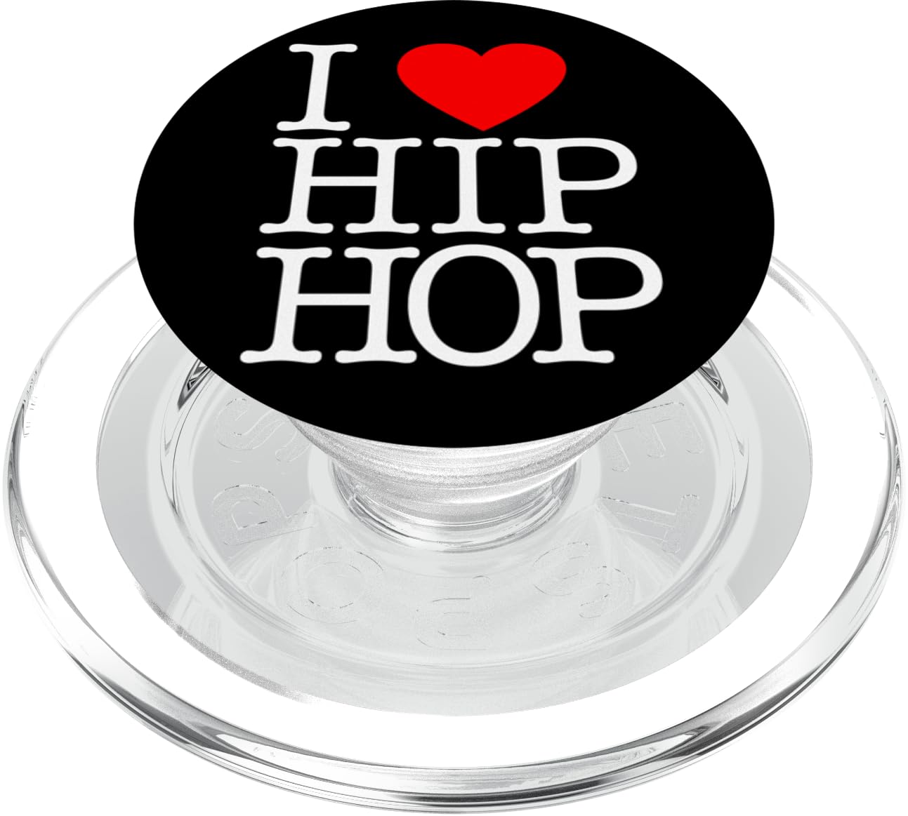 I Love Hip Hop (Heart) - Rap and Hip Hop Fan - Dark Color PopSockets PopGrip for MagSafe, Clear