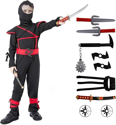 Miniatura 8 de Xplanet Disfraz de ninja de Halloween para niños con accesorios incluidos, los mejores regalos
