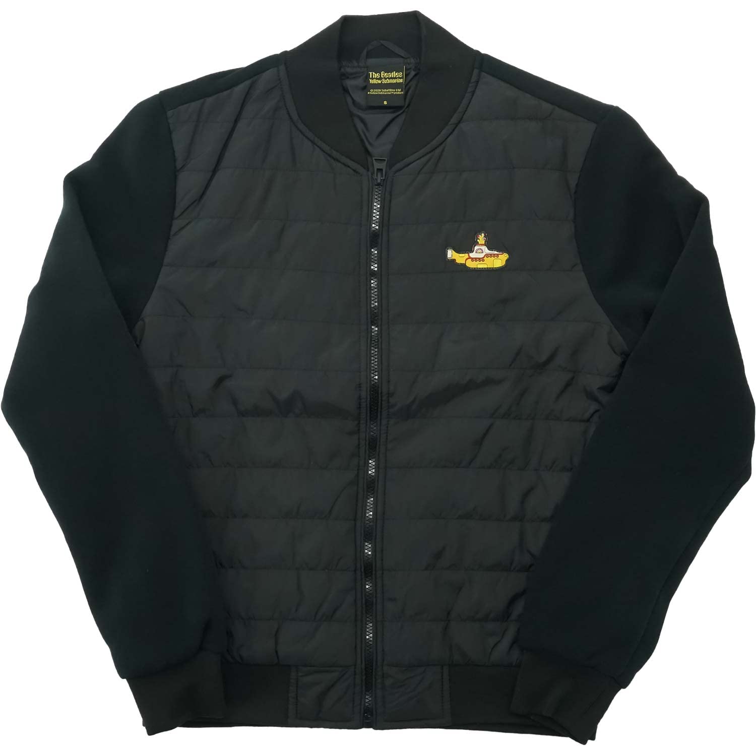 The Beatles Quilted Jacket Yellow Submarine Band Logo Official Black Unisex L