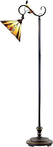 Dale Tiffany TF90263 Tiffany Downbridge Lámpara de pie con pantalla de cristal artístico, arena dorada antigua