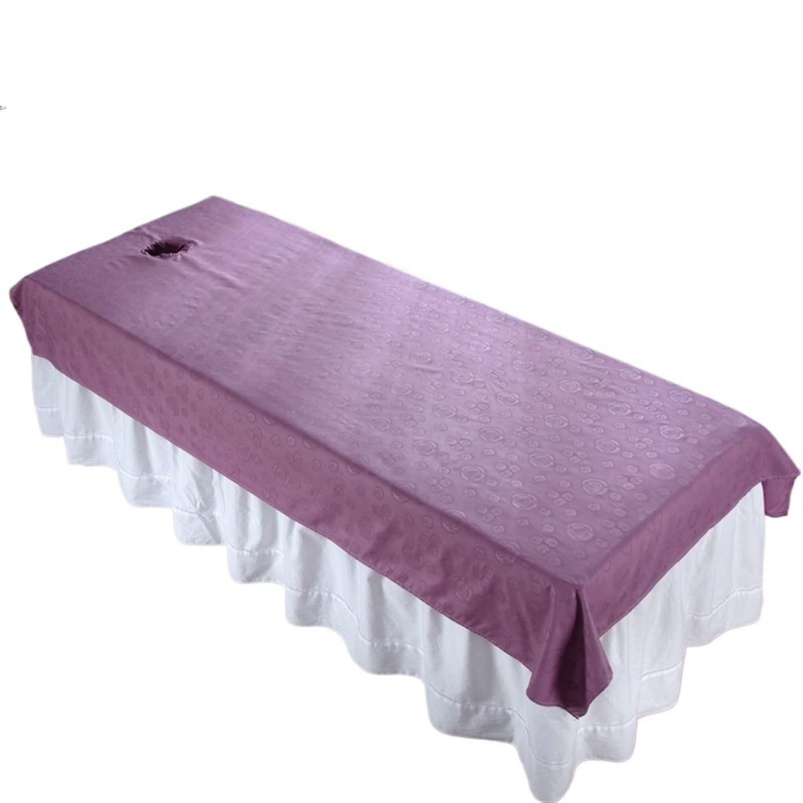 Juego de 5 sábanas de belleza con estampado de rosas, sábanas de spa for masajes, antiarrugas, de secado rápido, funda for mesa de cama con orificio(Purple)