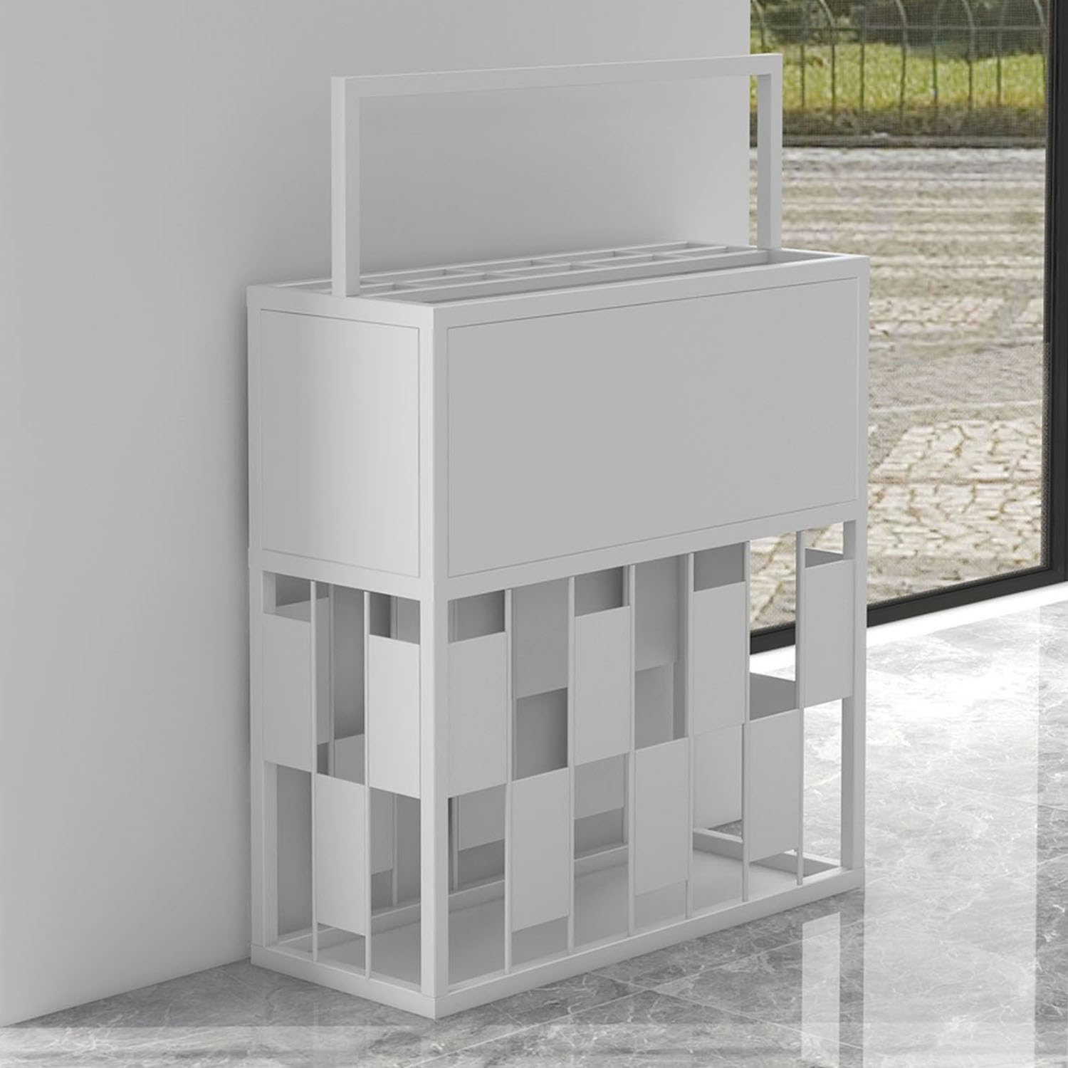 Support de parapluie carré de haute qualité métallique au design blanc épuré