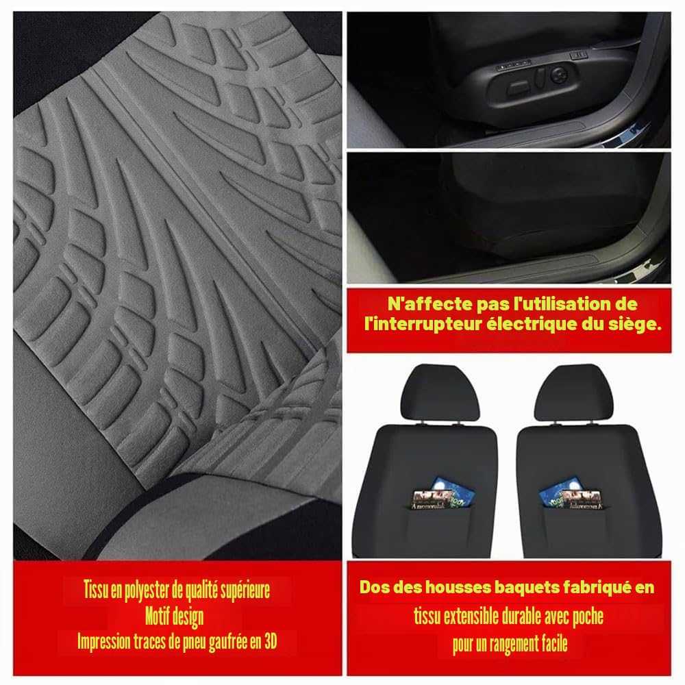 Housses de Siège De Voiture pour Dacia Duster 3 2024 2025 2026, Voiture Ensembles Housses Siège Confortables Imperméable Respirant Couverture de Siège Avant,B/Grey