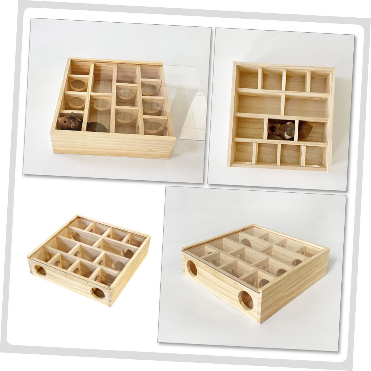 Milisten Holz Hamster Labyrinth Spielzeug mit Mehrkammern Sicheres Nagerlabyrinth für Kleine Hamster Ratten und Chinchillas Aktives Haustierspielzeug Nachhaltiges Holzspielzeug