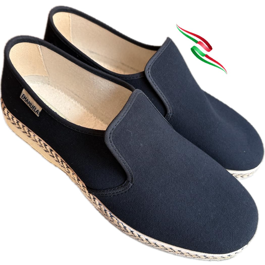 Emanuela - Zapatos mocasines ligeros para hombre, sin cordones, de verano, de tela, slipon de fácil ajuste, fabricado en Italia