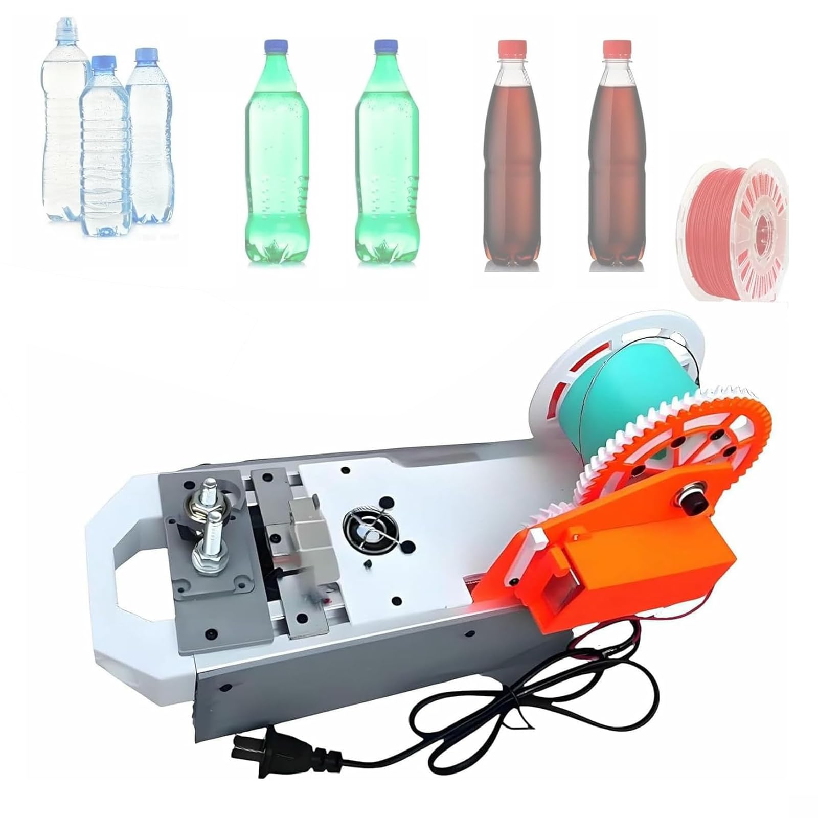 Recykling butelek z nadrukiem 3D, maszyna do robienia filamentów biurkowych, przekształca plastik w filament 1,75 mm, wyświetlacz cyfrowy, regulowana temperatura i prędkość do domu i studia