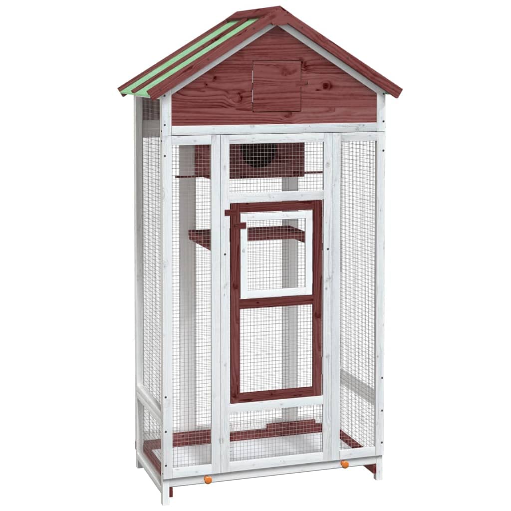Voliere Mokka 91,5x53x170 cm Massivholz Kiefer,Tier- & Haustierbedarf,Haustierbedarf,Vogelbedarf,Vogelkäfige & -ständer,Rot,19.5 kg-172254