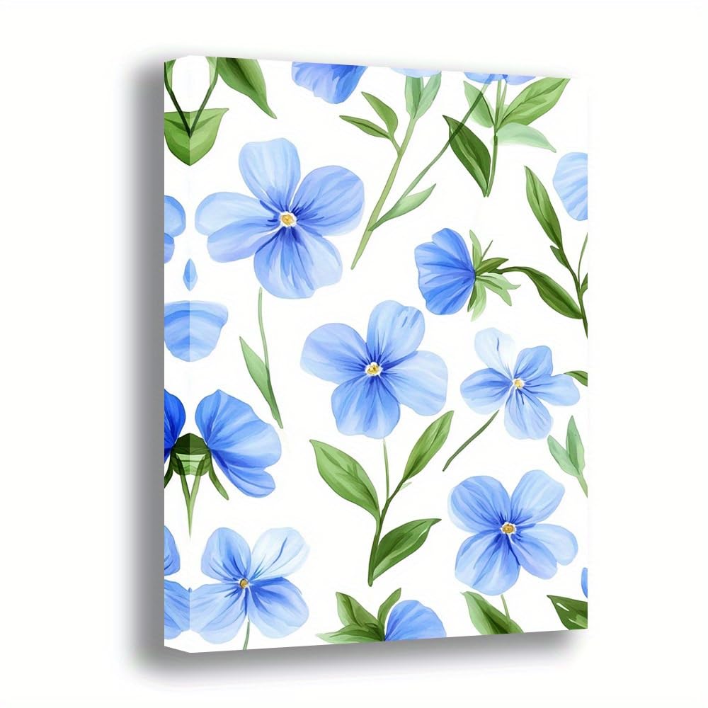 awitufhgp Canvas Artwork Showcasing a Blue Flower Garden in a Modern Vintage Style, for Enhancing The Decor of Any Elegant Home(35x45cm/14x22in(WxH)/No frame)