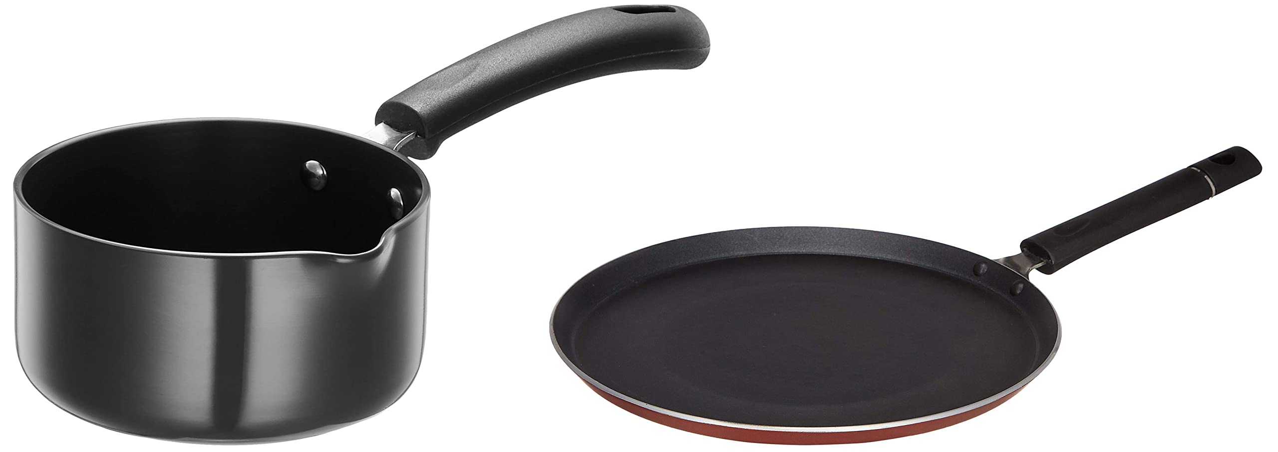 Amazon Brand - Solimo Non-Stick Tawa with 2-Way Non-Stick Coating, 26Cm, Aluminium & Hard Anodized Saucepan with Bakelite Handle (14Cm, 900Ml)- Non- Induction, Black (B0BB6JQHMD) Amazon Price History, Amazon Price Tracker