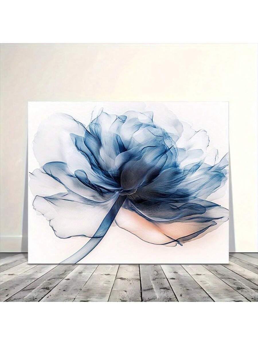 lianyibo 1 abstrakcyjny obraz niebieskie kwiaty na płótnie nowoczesny kwiatowy druk botaniczny grafika do salonu sypialni biura (60 x 90 cm/bez ramy)