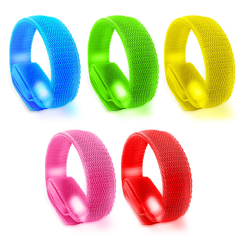mizikuu Brazalete LED, 5 Piezas Pulseras Luminosas Pulsera LED Fiesta, Barras Luminosas Ajustabl Flasheando Brazalete, LED Fiesta Brazalete Juguetes Luminosos para Conciertos, Festivales, Deportes