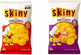 Kit 10 Salgadinho Skiny Natural e Presunto de Milho 35g