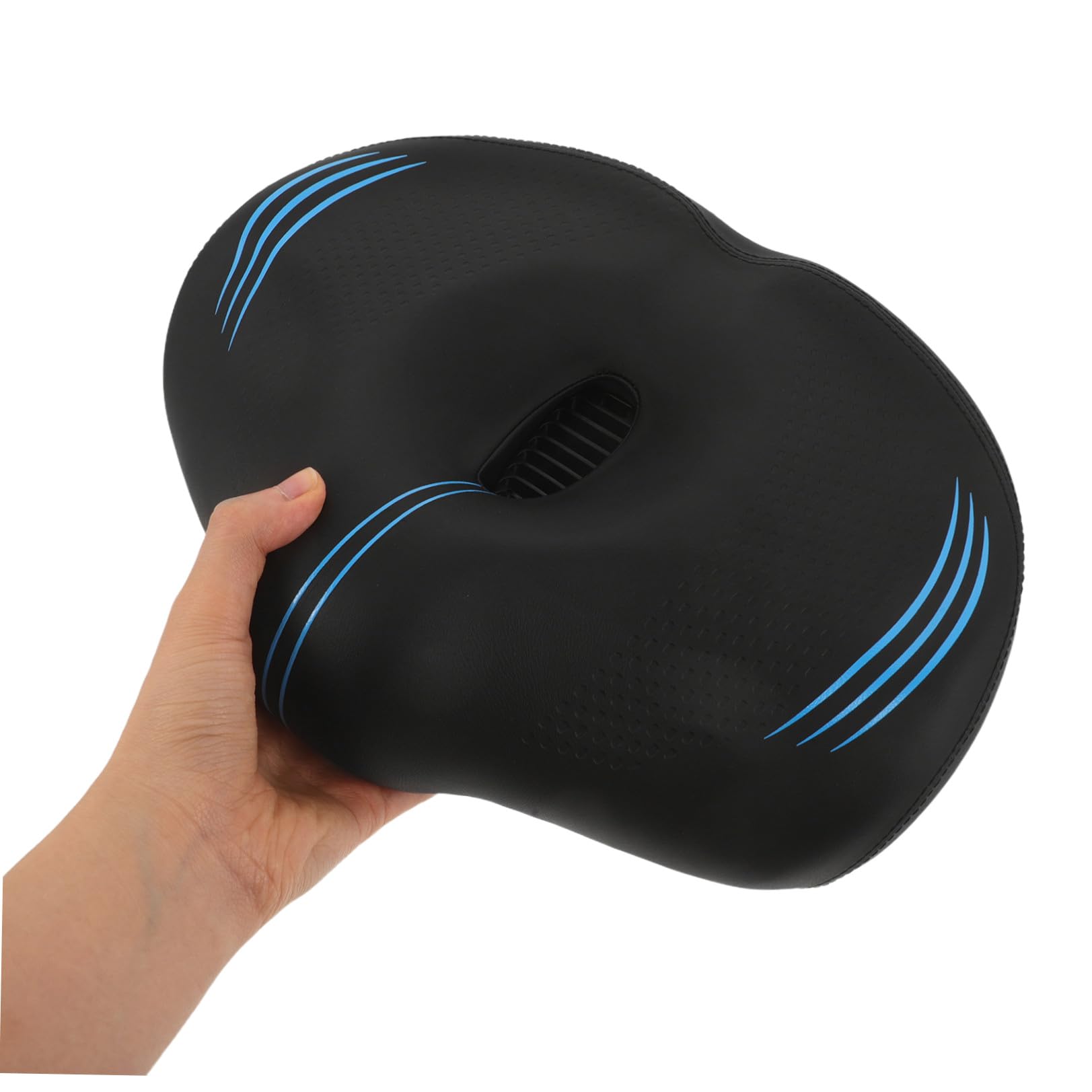 NUOBESTY Sella Bici senza Naso Extra Larga Seduta Imbottita | Ventilazione Cava Divisa, Base Allargata e Cuscino Spesso, Plastica Pu Metallo per Bici Cruiser e Mountain