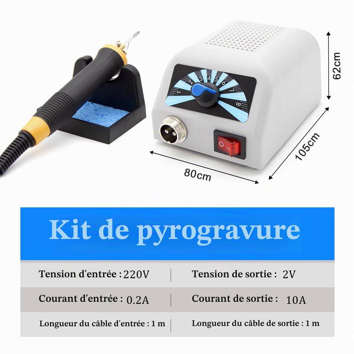Kit de Pyrogravure au Bois, 60W Machine à Pyrogravure avec 30 Têtes de Stylo, 100-800°C Température Réglable Woodburner avec Station de Fer à Souder à Chauffage Rapide