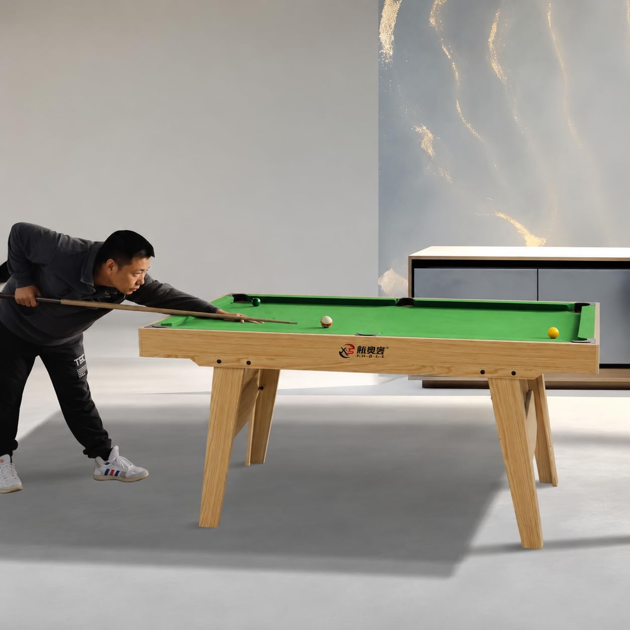 Billard Table 160cm en Bois, Mini Billard Américain pour Enfants & Adultes, Tapis Feutre Laine, Accessoires Inclus pour Jeu d'Intérieur