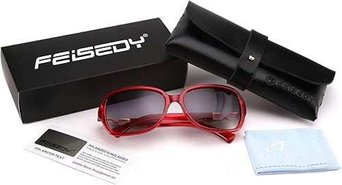 Miniatura 7 de FEISEDY - Gafas de sol cuadradas con lentes polarizados estilo vintage para mujer, UV400, para viajes, conducción y moda, B2526