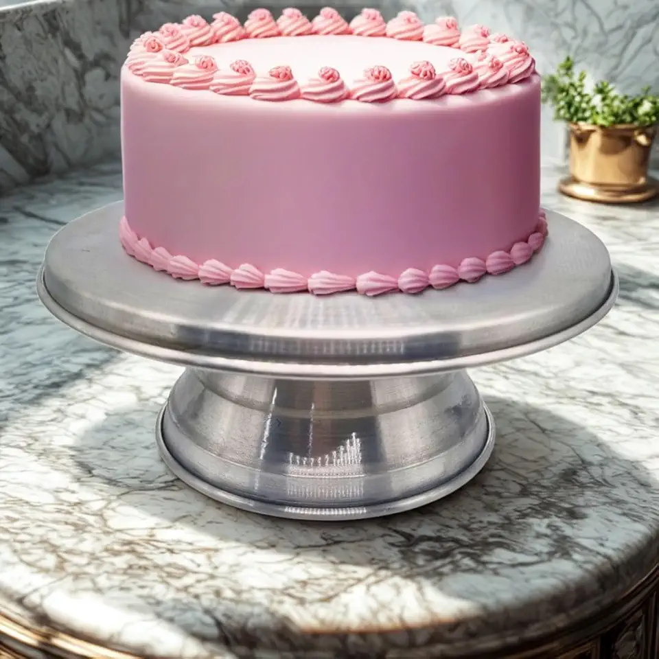 Suporte Bailarina para Bolo Nº 30 Polido – Base Giratória Profissional para Decoração de Bolos e Confeitaria