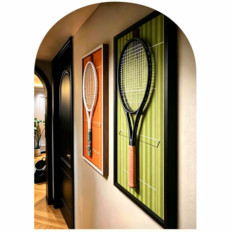 Cornice per amanti del tennis, racchette, decorazione da appendere alla | Ideale per gli amanti del tennis con elegante design da appendere alla parete per esporre gli oggetti sportivi preferiti