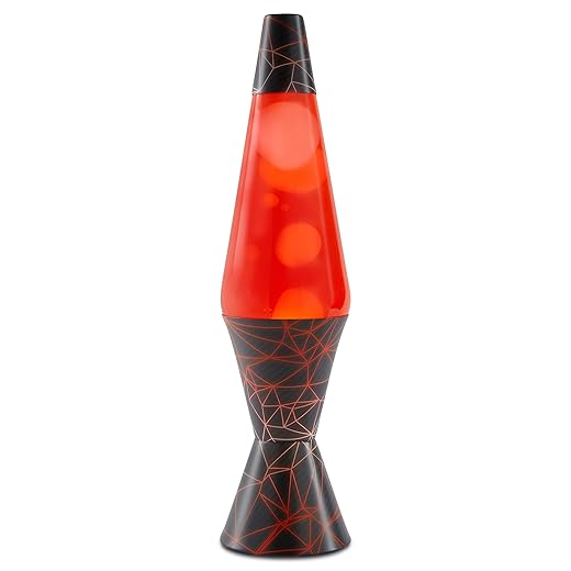 Spencer Gifts Lava® Lamp - 17" Programmable Matter - The Original Motion Lamp - White Wax and Red Liquid with Polygon Pattern Printed Base Exclusive