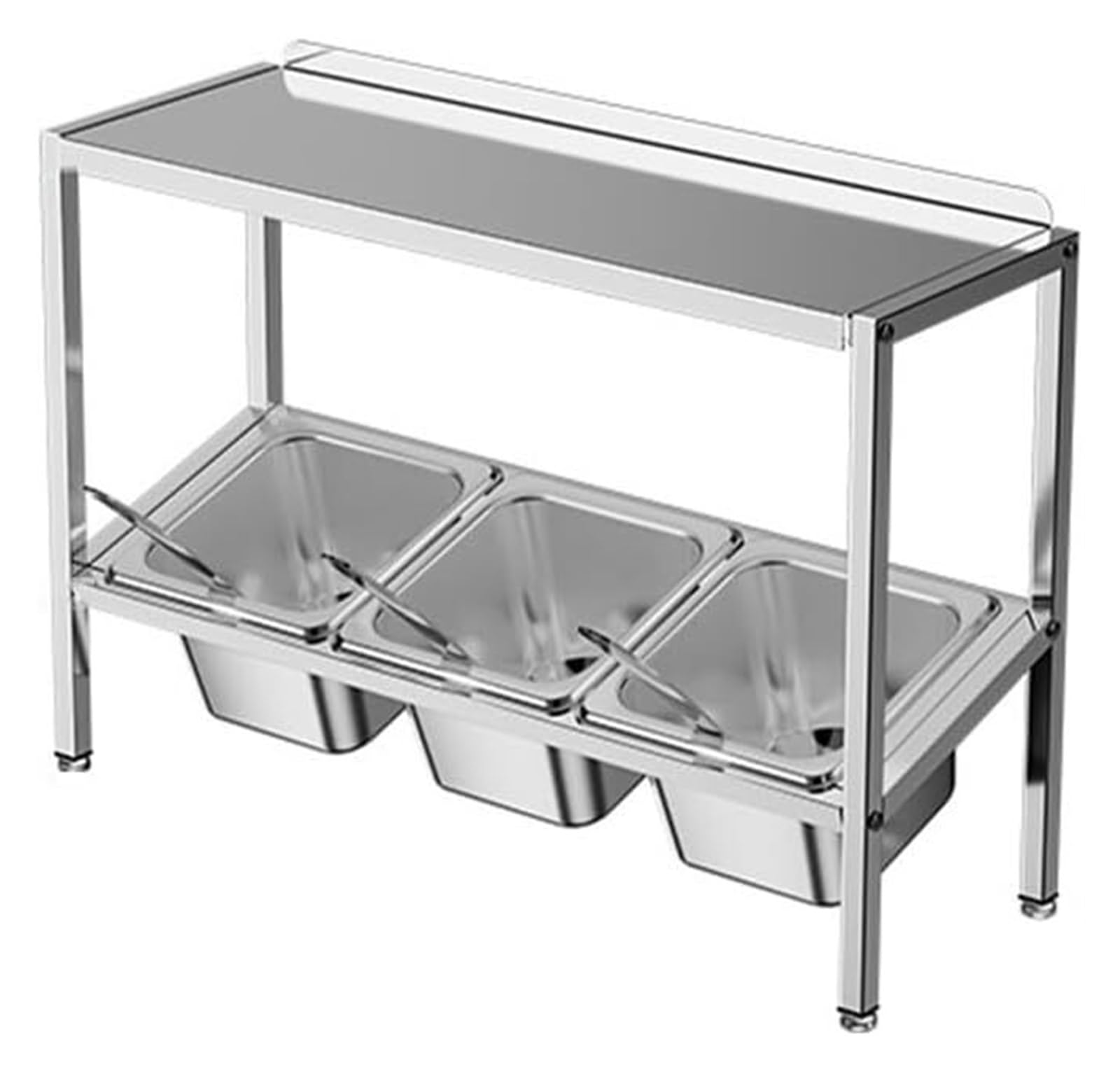 Estante de acero inoxidable para especias, dispensador comercial de condimentos y organizador de exhibición de alimentos para despensa de cocina, 53 x 18,5 x 38,5 cm