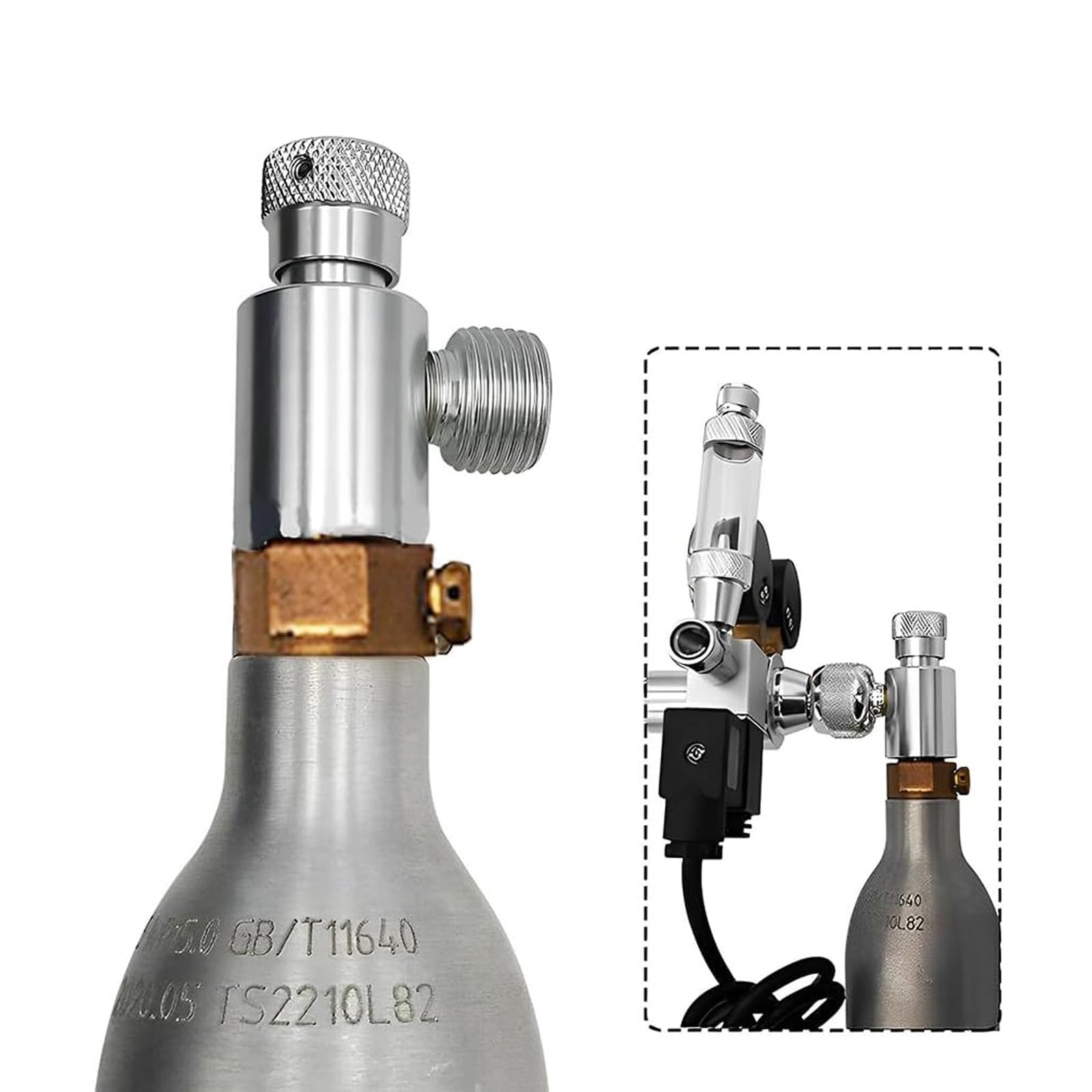 Adattatore per bombola di CO2, Ricarica Cilindro CO2 Adattatore da W21.8-14 a TR21-4, Ricarica di CO2, Convertitore di Soda, per Bombole per Acquario, Adattatore di Ricarica per Soda (Argento)