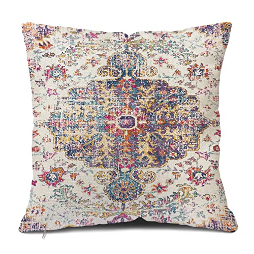 Snycler Boho Flying Carpet Throw Pillow Case Cover Ride Romantic Tribal Pattern Vintage Design Cotton Linen Throw Pillow Cases Cushion Cover Sofa Home Office Rectangle Pillowcovers 18X18 Inches #TOP3