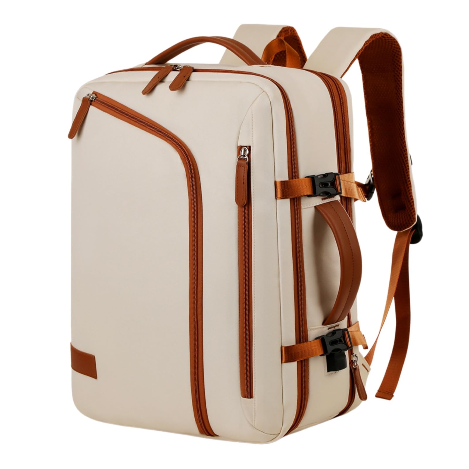Zaino da Donna per Laptop di Grande capacità, Viaggio in Stile Semplice Affari, Lavoro E Uso Quotidiano-Beige