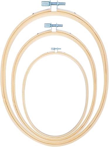 Caydo 3 piezas de 3 tamaños de aros de bordado ovalados ajustables de bambú círculo de punto de cruz marcos de bordado para costura, costura, disponible en Yaxa Venezuela
