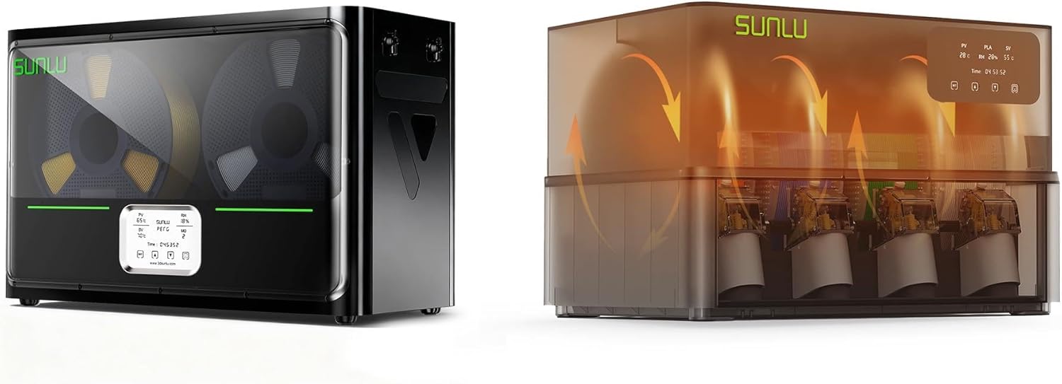 SUNLU S4 Filament Dryer Black and 3D Printer Filament AMS Heater Black