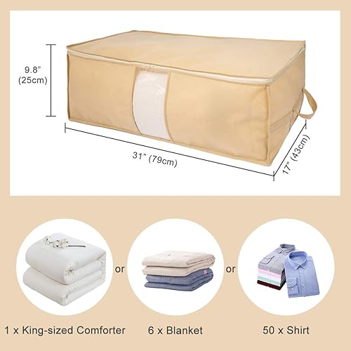 Miniatura 2 de Surblue Bolsas de almacenamiento para ropa, organizador de armario con asa reforzada, ventana transparente, tela no tejida, cremallera resistente,