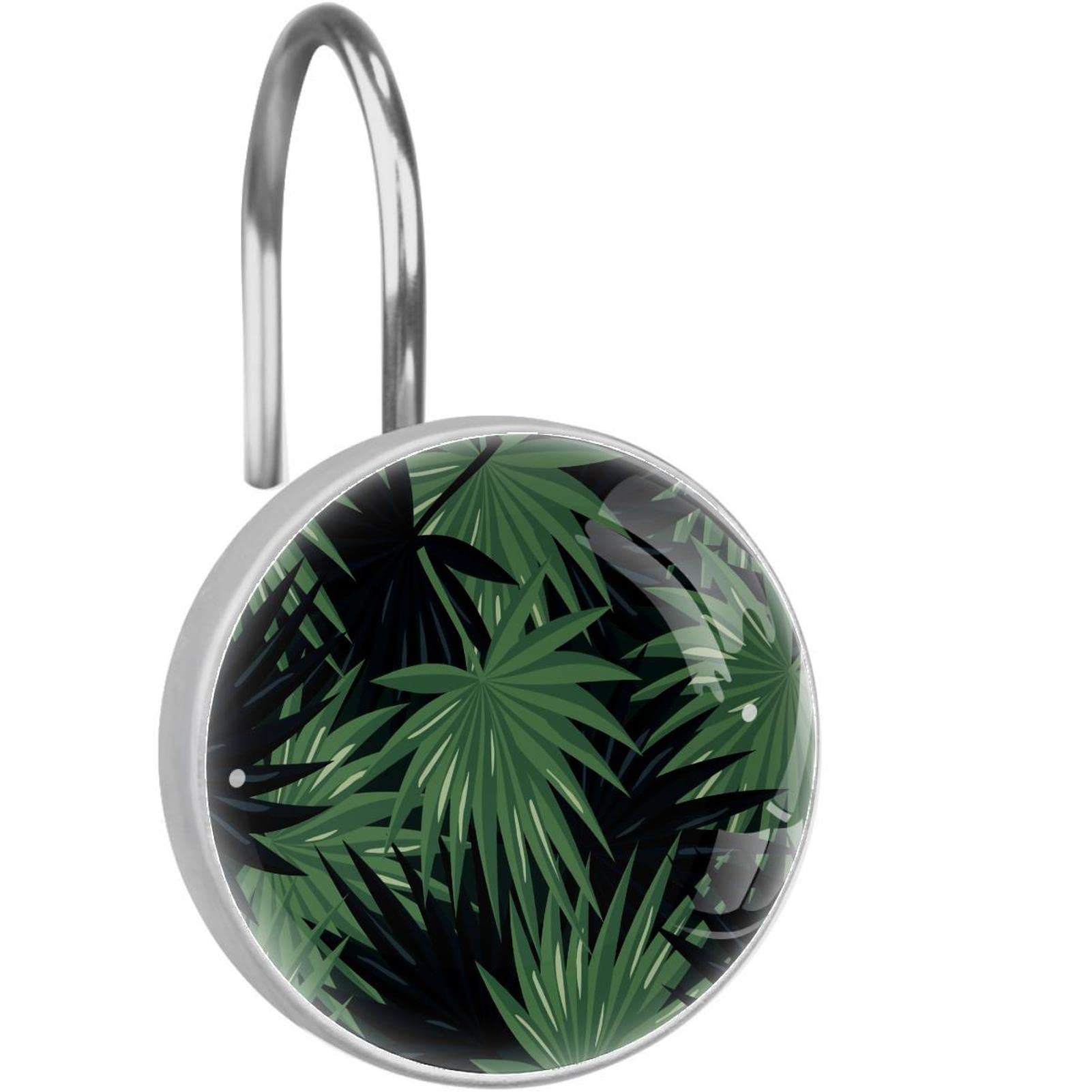 Crochets pour rideau de douche vert tropical pour une salle de bain style jungle