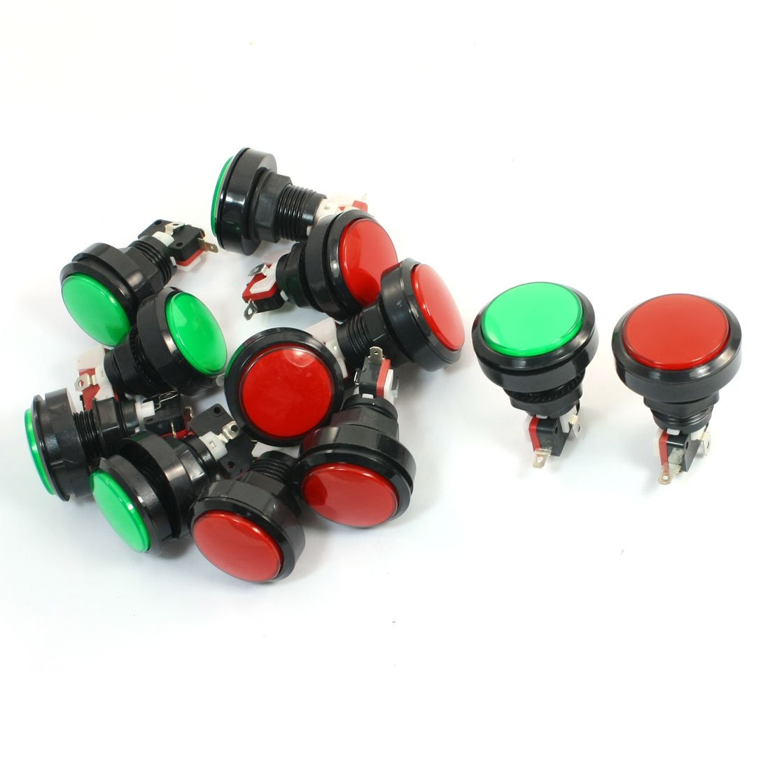 SPST Rosso Verde Indicatore Momentary Arcade Button Micro Switch 12Pcs