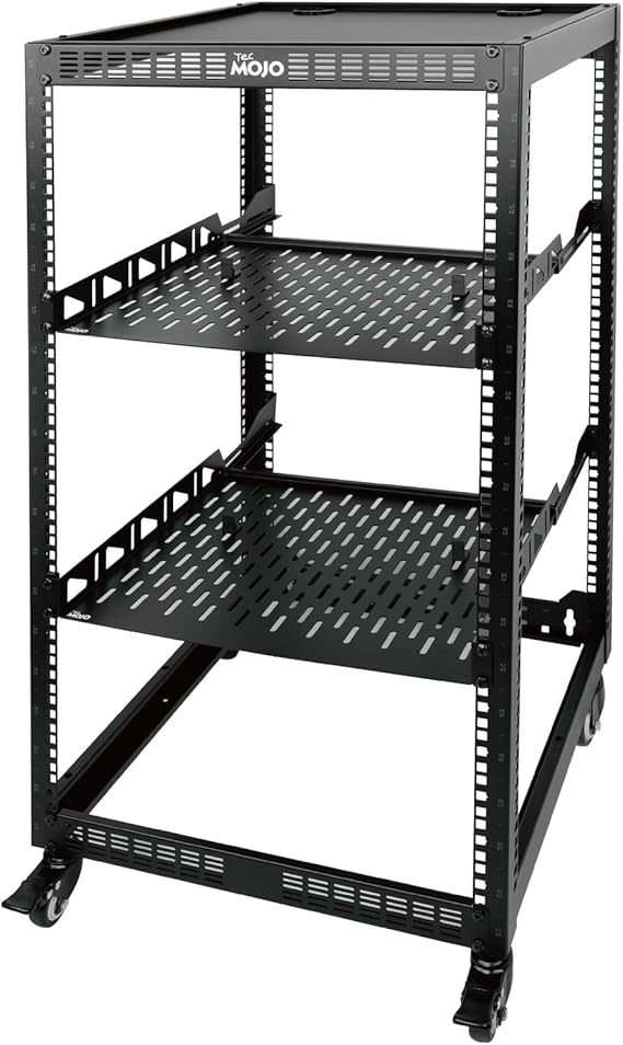 Tecmojo 20U Open Frame Server & AV Rack, 4-Post Mobile Network Rack ...