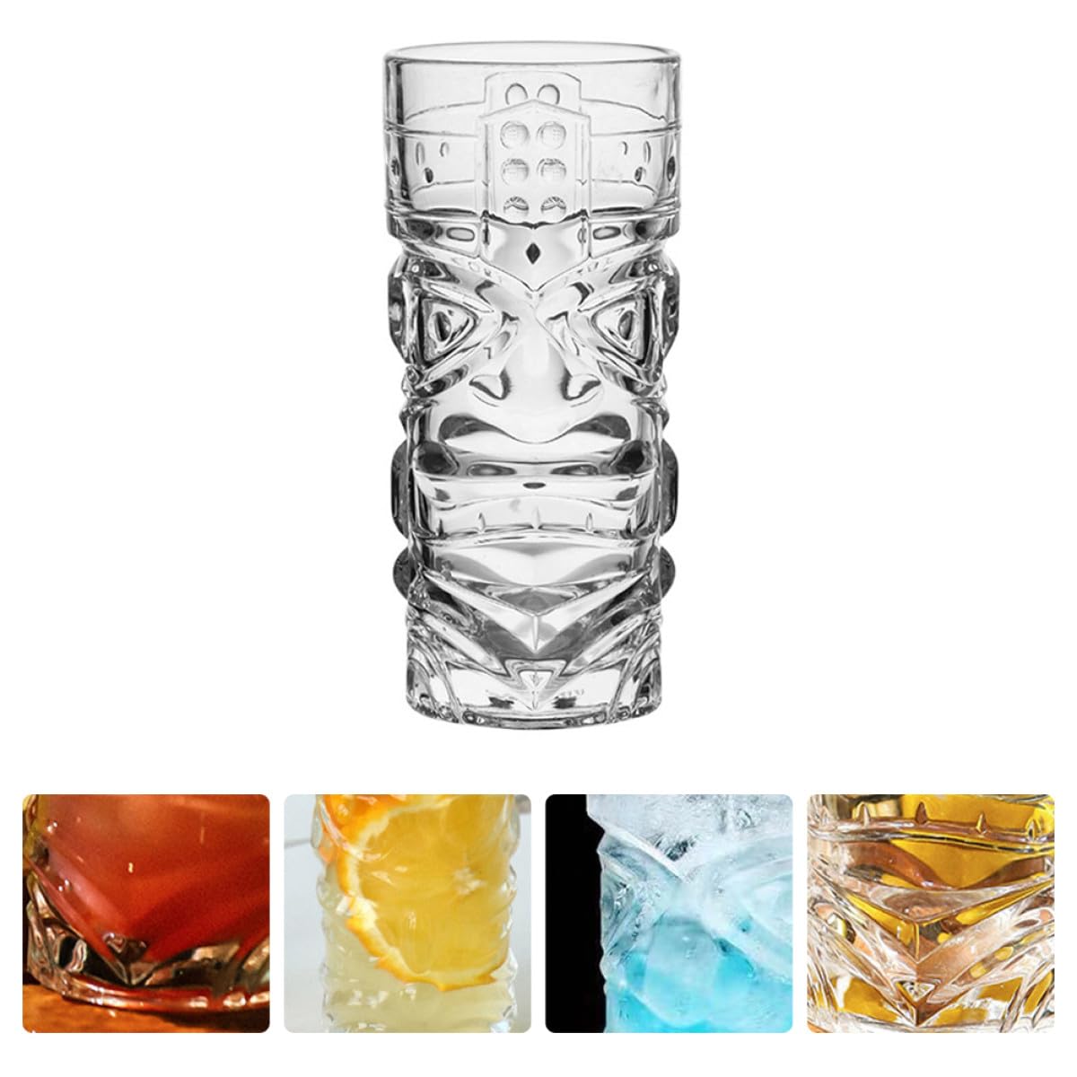 Cabilock Set de 2 Vasos de Vidrio Diseño Creativo de Tótem y Rostro, Copas para Vino Decorativas Hogar, Fáciles de Limpiar Estilo Único