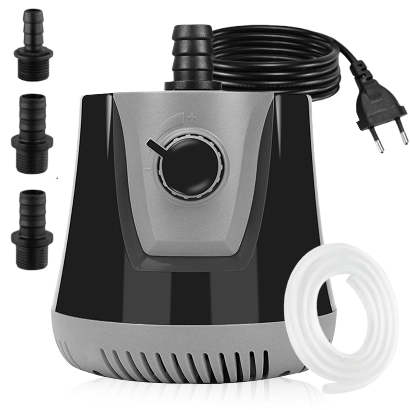 Pompa dell'acqua, pompa per acquario, 35 W, 2500 l/h, ultraleggera, mini pompa per laghetto con interruttore regolabile, tubo da 1 m e 3 ugelli per idroponica, fontana, stagno, acquari