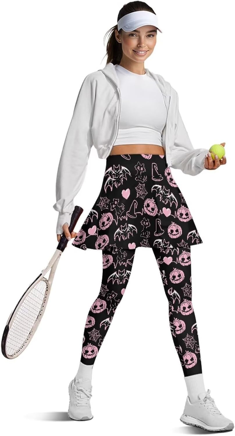 Women's Skirted Leggings Athletic Golf Skorts Tennis Skirts with Pockets Comfortable Capris Yoga Clothing XS-3XL