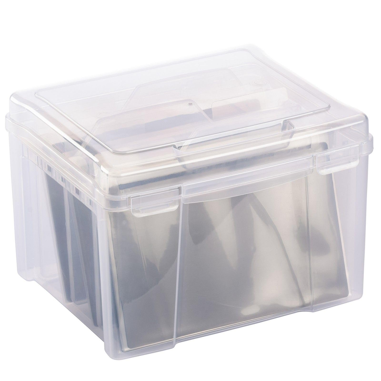 Vaessen Creative Craft Storage 10.6 x 9.2 x 10.6-with 3 Dividers, Envelopes and 8 Magnetic Sheets-Clear Plastic Box with Lid-for Cards, Cutting Dies, Paper and Scrapbooking, 26,9 x 23,3 x 19,3 cm