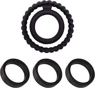Beauty7 Penis Ring Set Silicone Cock Ring Dual C-Ring Penis Stamina Enhancer Soft Stretchy Harder Stronger Erection Delay Ejaculation Waterproof Sex Toy for Men 4 pcs