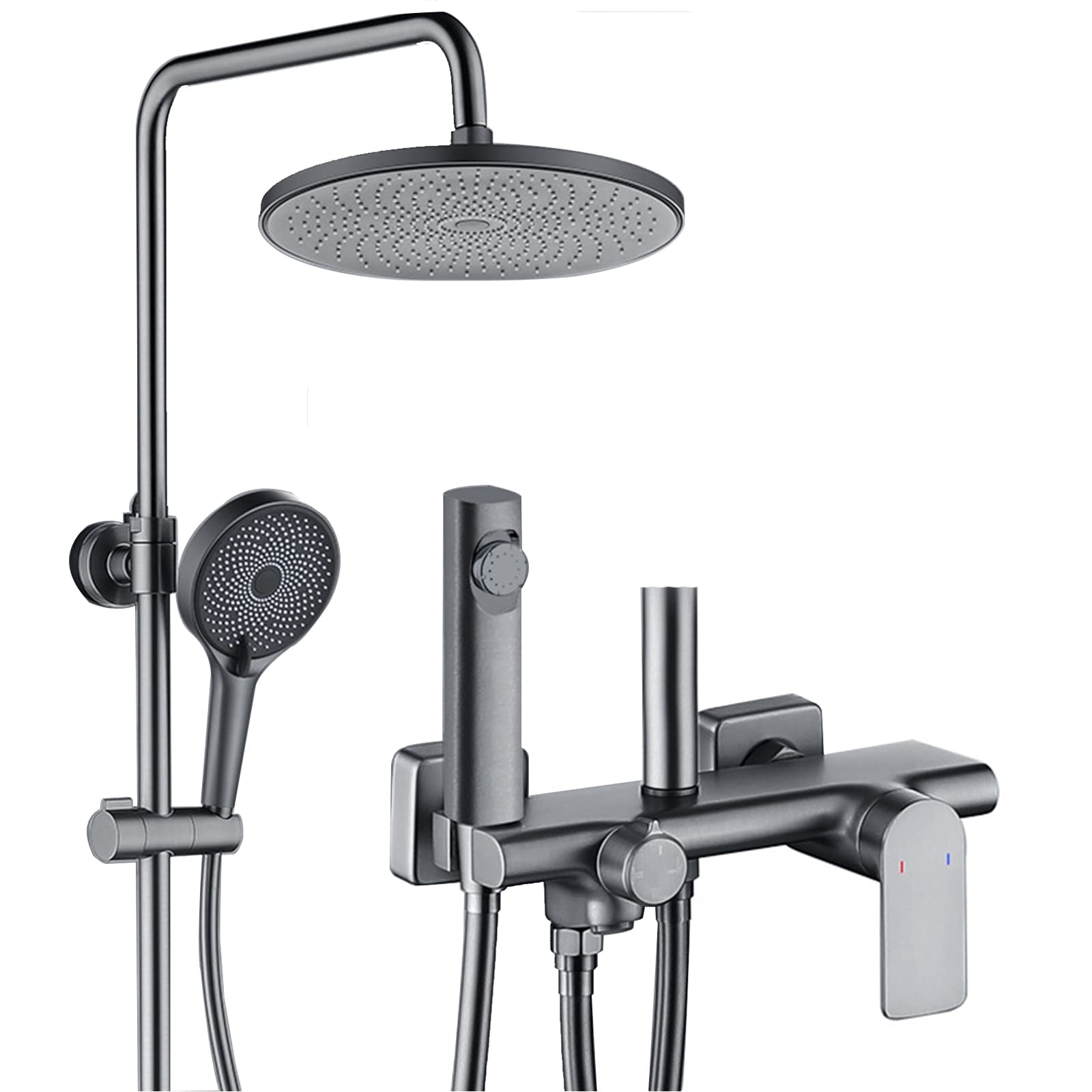 Système de douche 4 fonctions gris canon pour baignoire et salle de bain modernisée