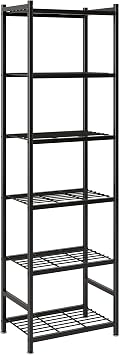 Small Storage Shelves, 6-Tier Metal Shelving Unit with Leveling Feet, Shelf Organizer for Garage, Kitchen, Pantry and Closet Organization, 17.7" x 11.8" x 68.9", Black