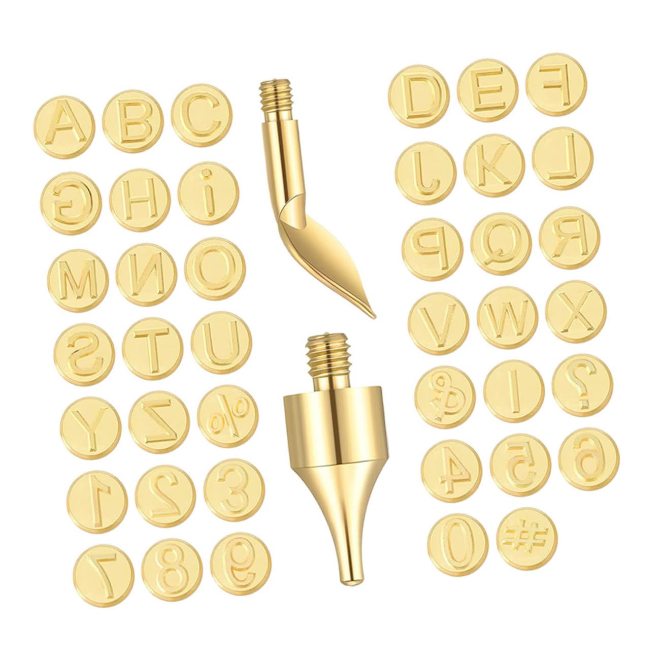 IWOWHERO Efficient Pyrography Tool Set 1 Set Letter Number Symbol Tips Brass Tip for DIY Woodworking